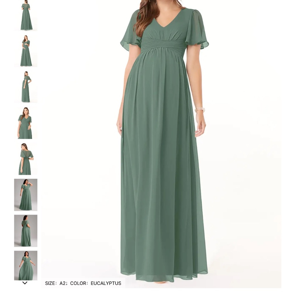 Size 8 Azazie Verna Maternity Bridesmaid - Eucalyptus
